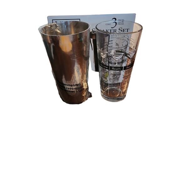 New Libbey Bartender Shaker Set 3 Piece Mixing Glass Strainer Drink Recipes - Picture 5 of 13